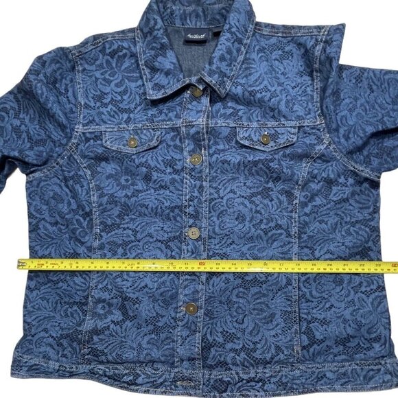 GLORIA VANDERBILT CASUALS Lace Motif Jean Jacket Women's XL Blue Button Up - Picture 11 of 14